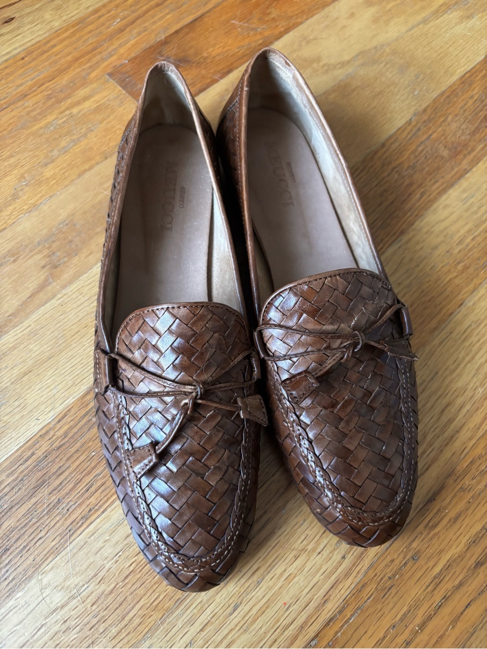 Sesto Meucci Woven Leather Tassel Loafers - Brown